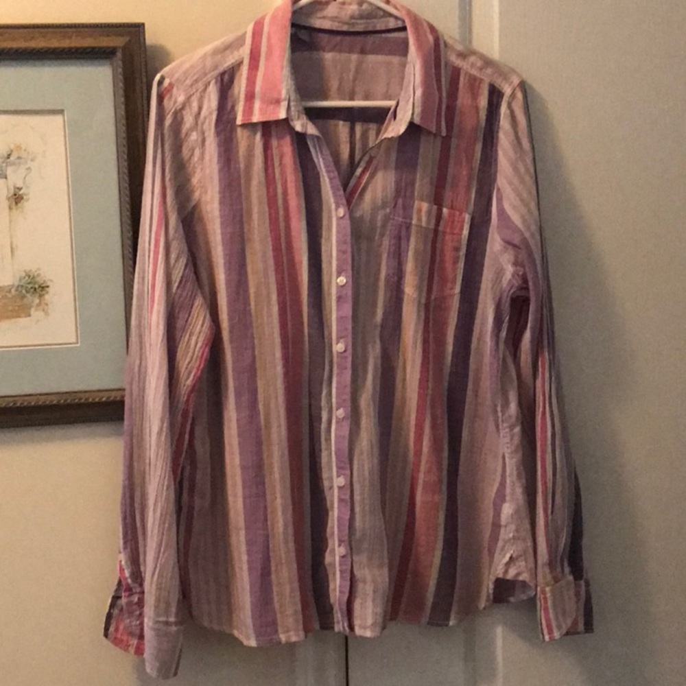 Pretty pastel striped semi sheer blouse from JCP